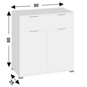 Kommode Pulsano (2x Türen, 1x Schublade, weiß)