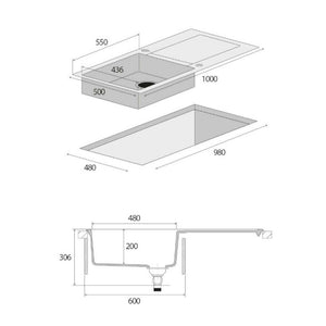 Granitspüle mit Abtropffläche Concept Linea DG15L60dg