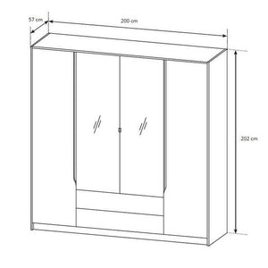 Kleiderschrank Klaudia - 200x202x57 cm (graphit/weiß)