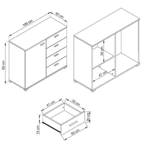 Kommode Tortoli (Türen, 4x Schubladen, Eiche Sonoma)